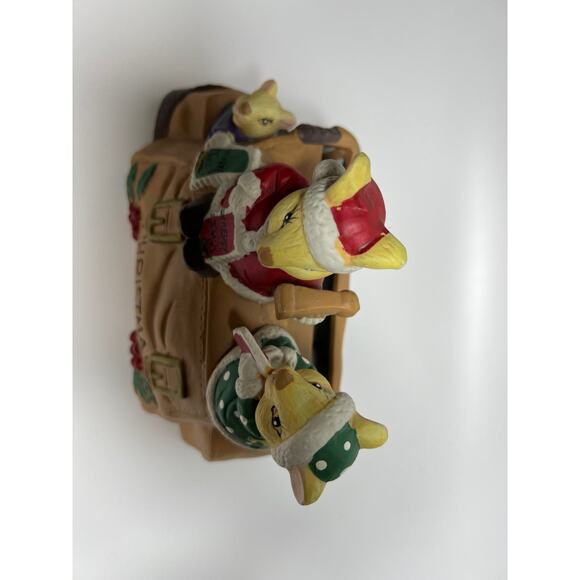 Porcelain Christmas Card Mail Holder Mr & Mrs Mice Santa & Helper - Picture 4 of 8